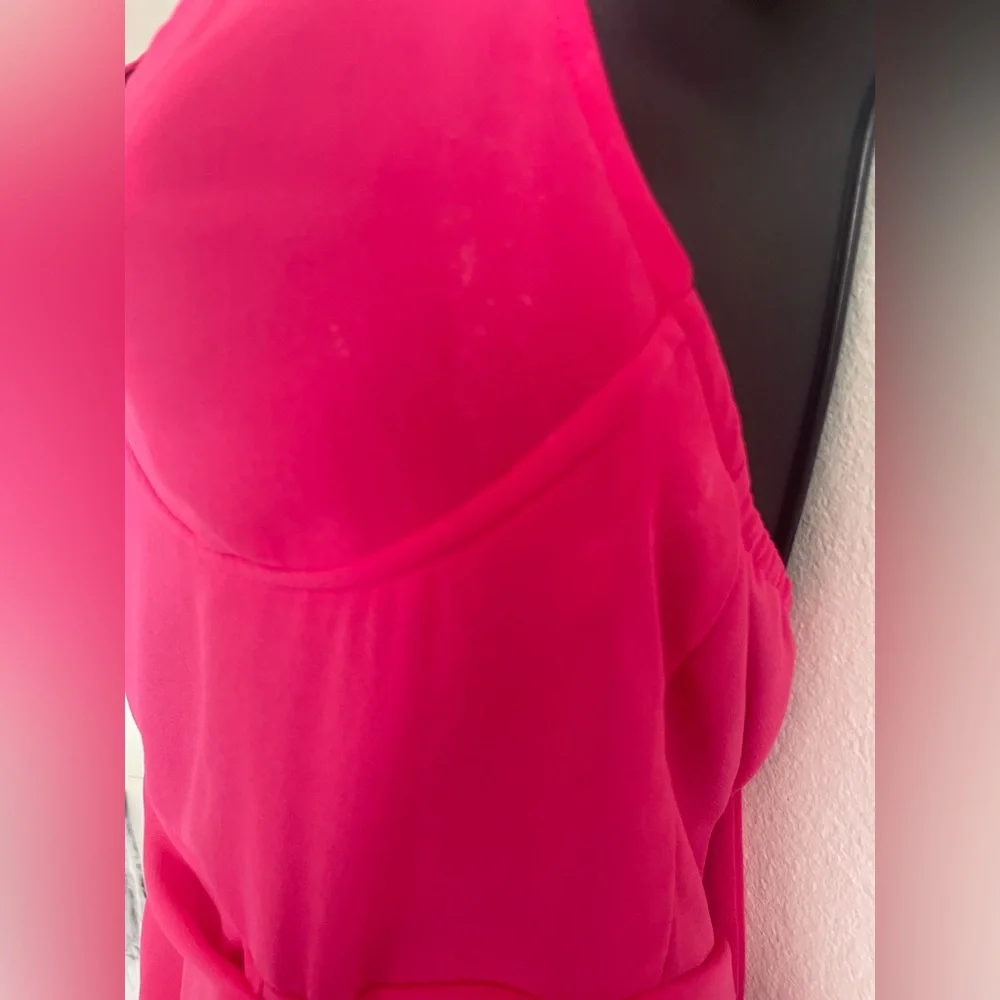 NWT PrettyLittleThing Hot Pink Draped Elegant Draped Midi Dress US 6 - Picture 7 of 10